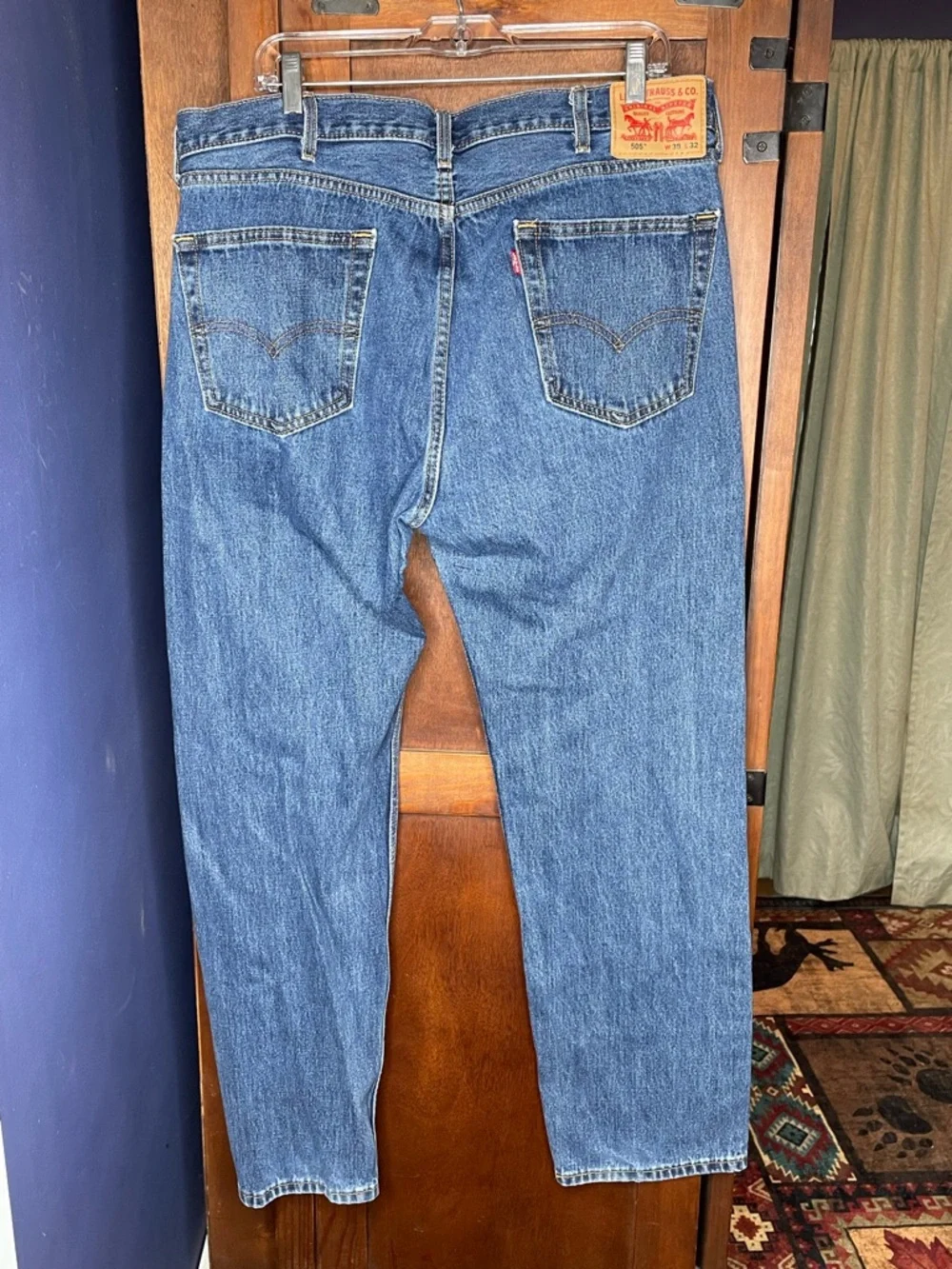 Levi’s 505 Regular Fit Jeans 38x32 Medium Wash Straight Leg Denim Streetwear